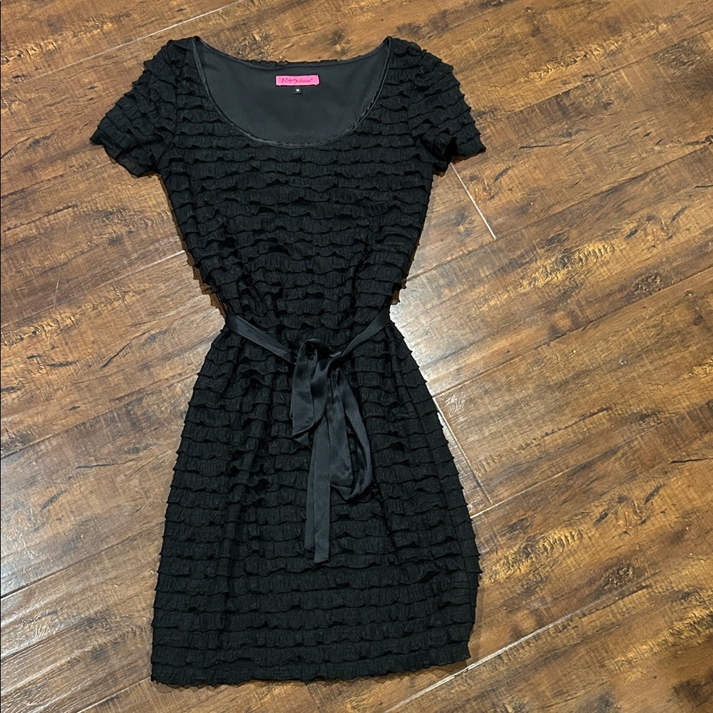 Betsey Johnson Black Ruffle Mini Dress